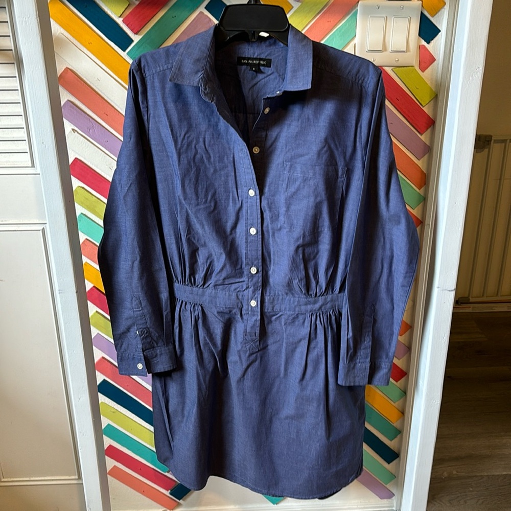 Blue shirt dress